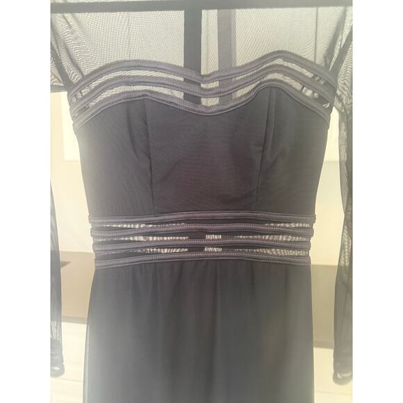 TADASHI stunning sheer black body con dress Size S gown cocktail formal holiday - Picture 5 of 13